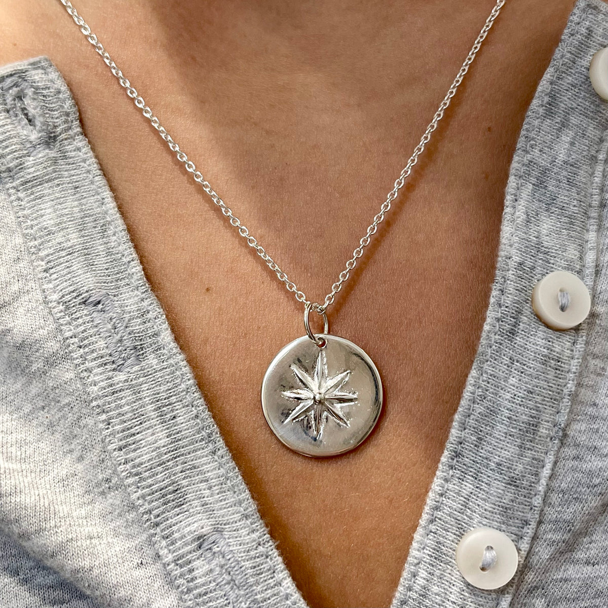 Sterling Silver and Sterling Vermeil 8 Pt. Star Medallion Necklace |  PennyweightsJewelry