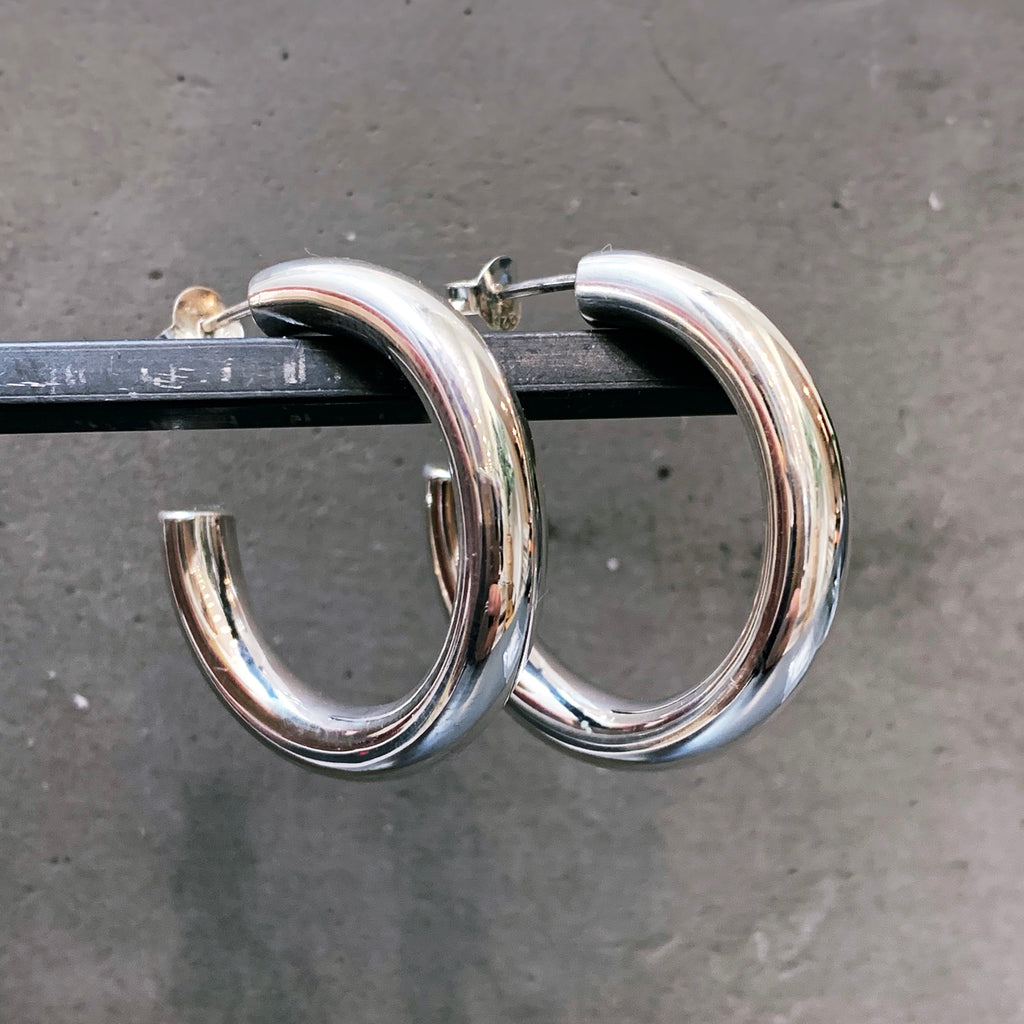 Sterling Silver Post Tube Hoops 5 x 30 mm