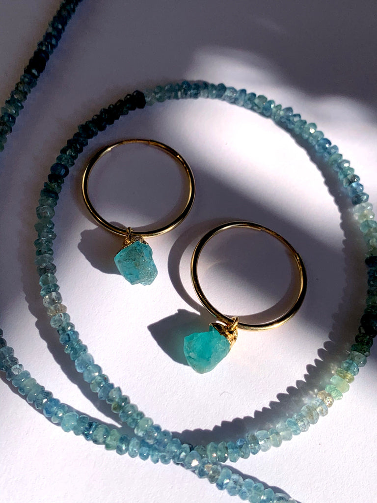 Gold Filled Shaded Aquamarine Bead Necklace