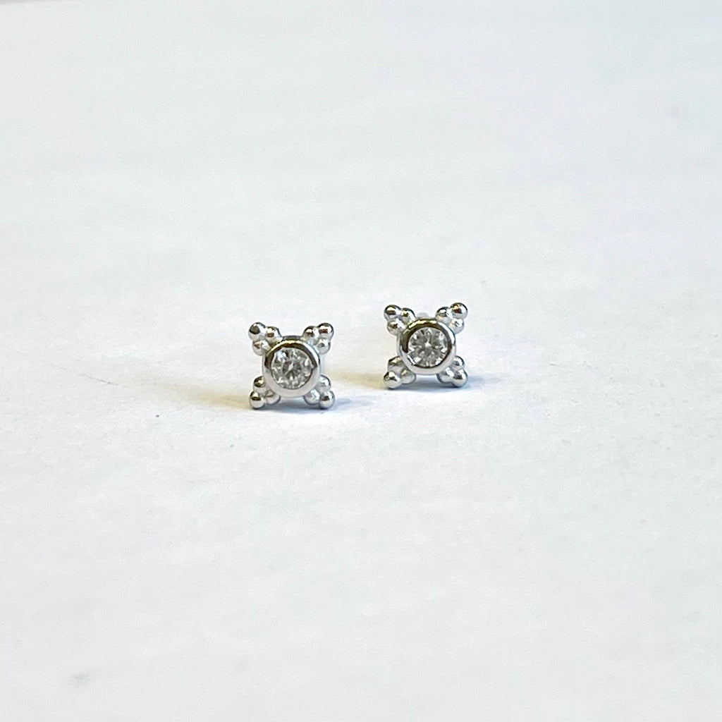 Sterling Silver and Sterling Vermeil Sm. CZ 4 Point Studs