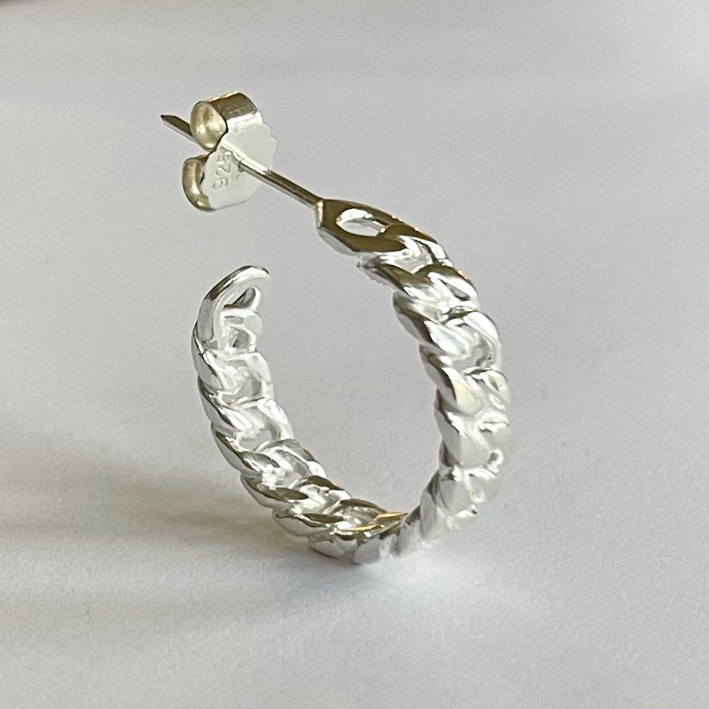 Sterling Silver and Sterling Vermeil Curb Chain Hoops 1”