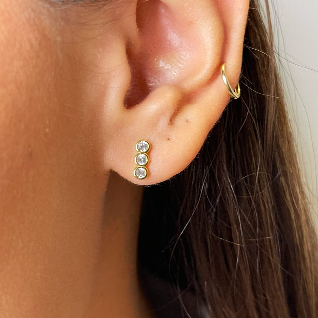 The Whitney Sterling Silver and Sterling Vermeil CZ Stud