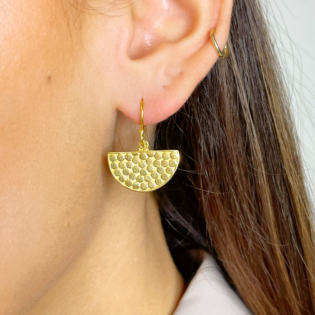 Sterling Vermeil Dot Design Half Circle Earrings