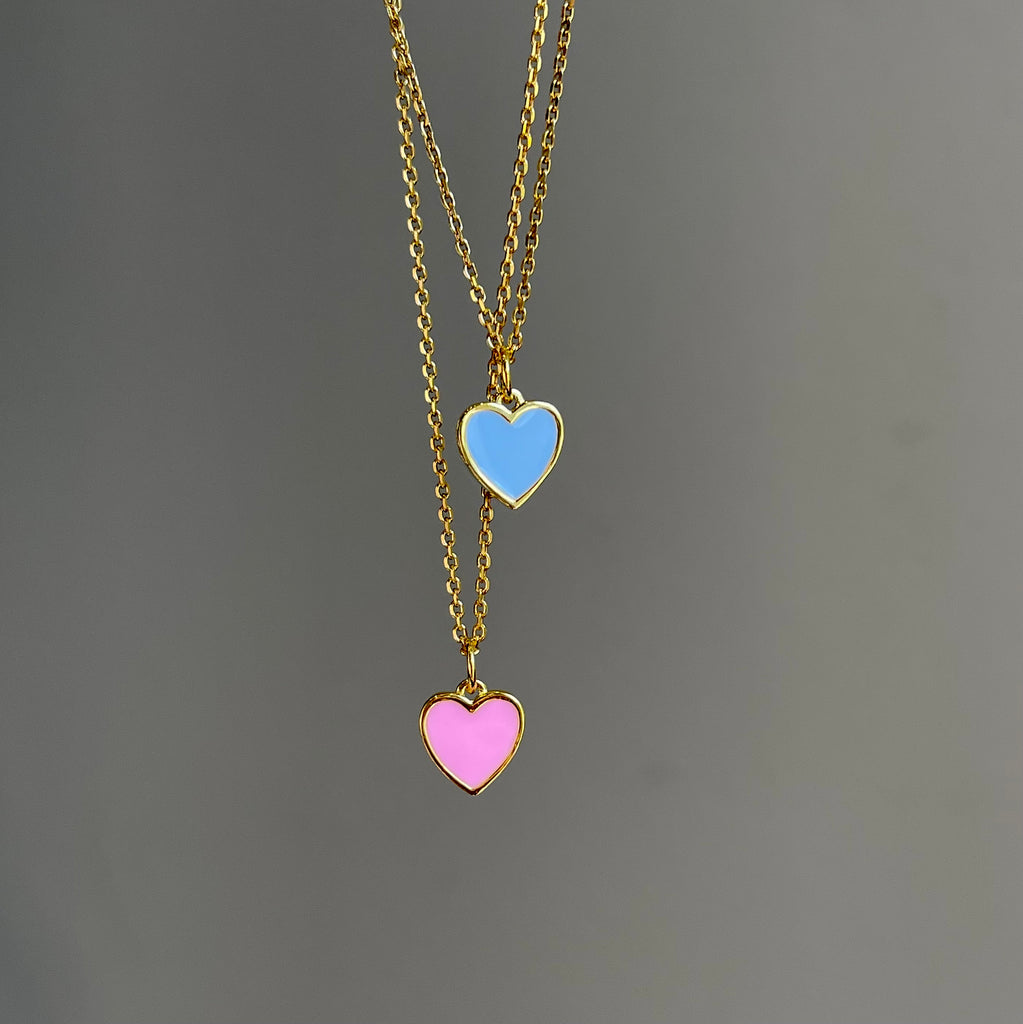 Sterling Vermeil Pink Enamel Mini Heart Necklace