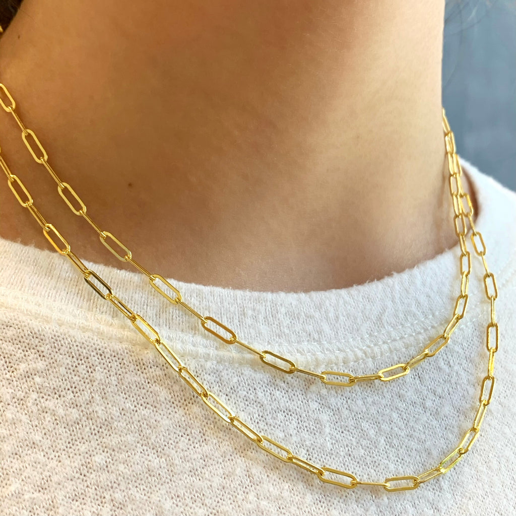 Large Clasp 14kt Gold Filled Paperclip Necklace Layering Gold 17