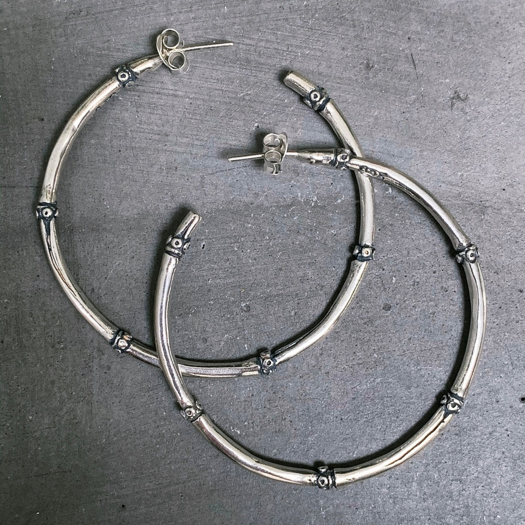 Sterling Silver 48mm Rd. Bamboo Hoops