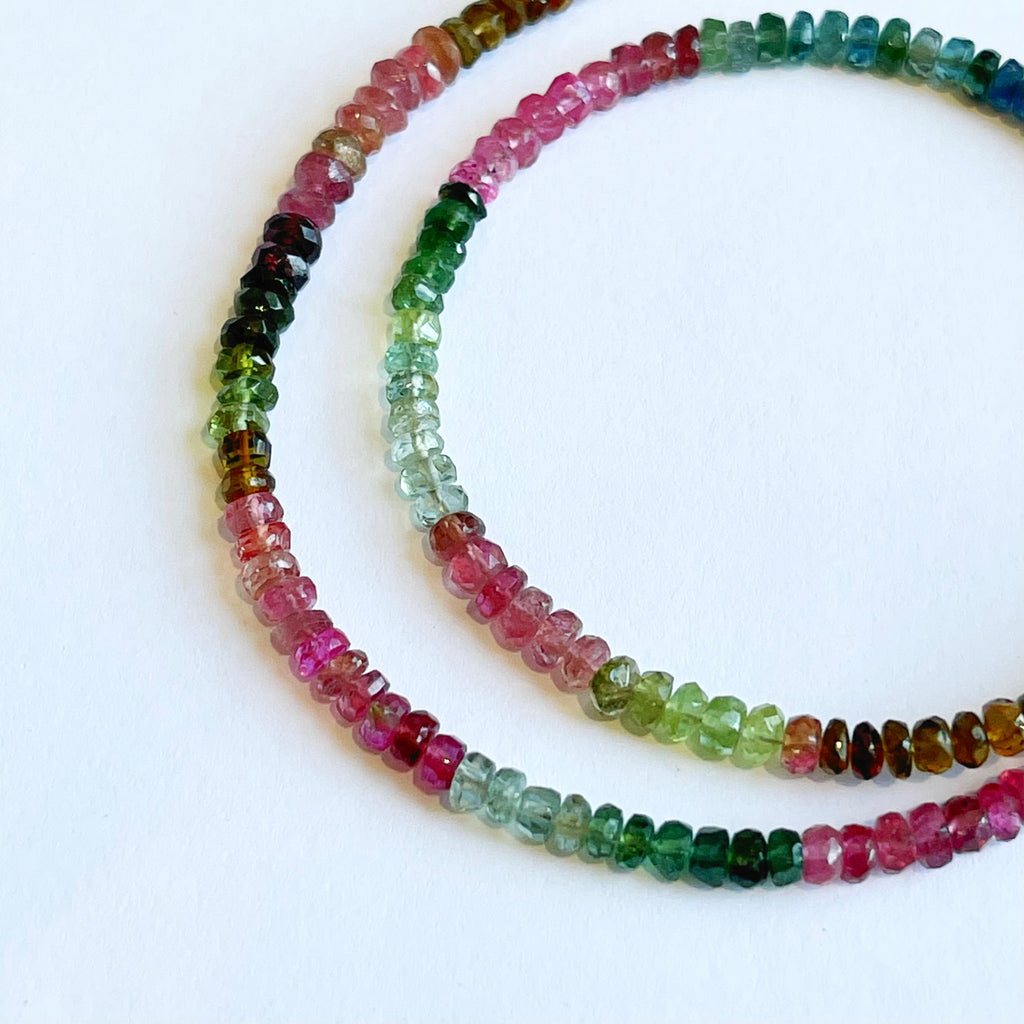 Gold Filled Shaded Faceted Tourmaline Bead Necklace