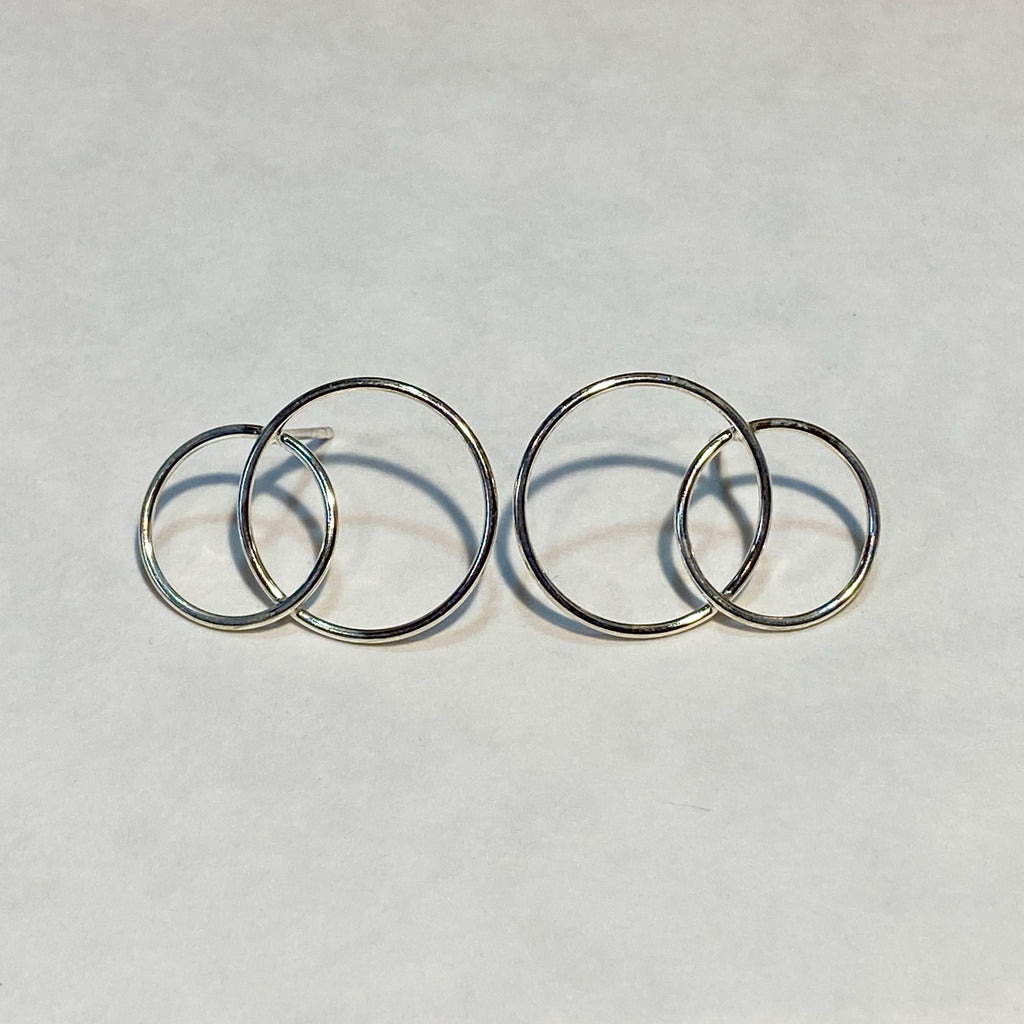 Sterling Silver Double Circle Stud