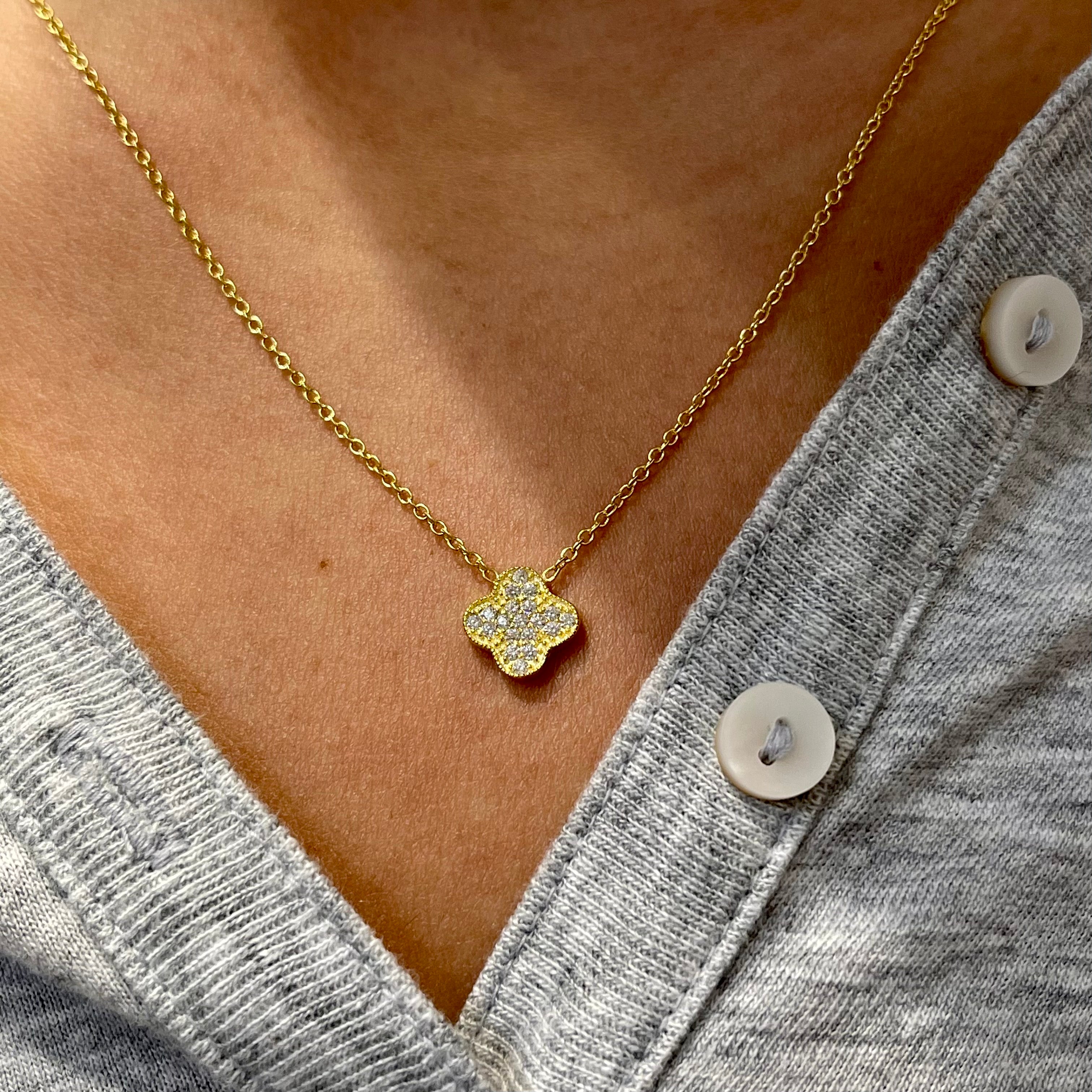 ஐ‬Atelier cloverஐ‬ Sterling Silver and Sterling Vermeil CZ Small clover