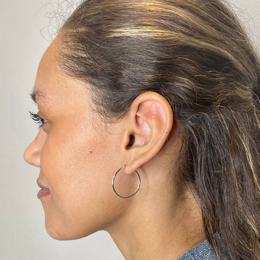 Sterling Silver 1.5 x 25mm Snap Top Hoop Earrings
