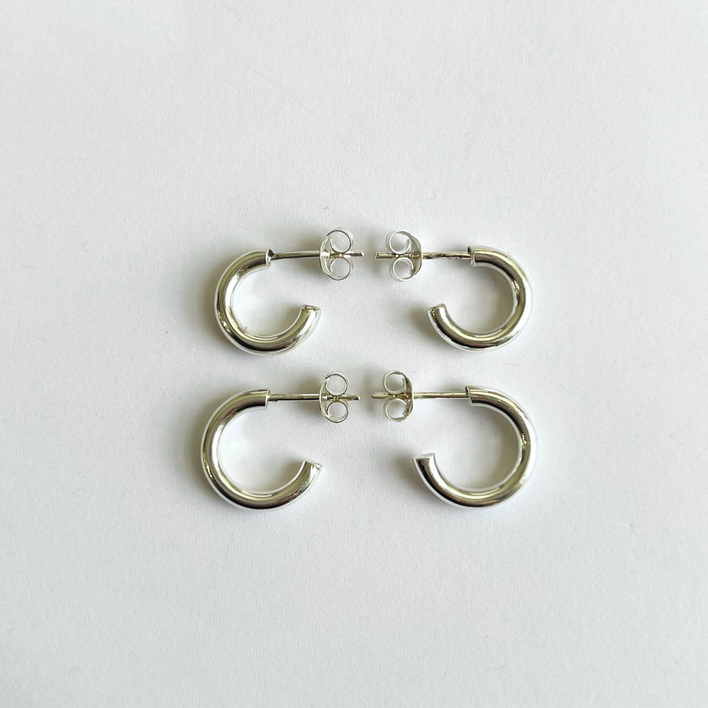 Sterling Silver Post Hoops 3 x 12mm and 3 x 14mm