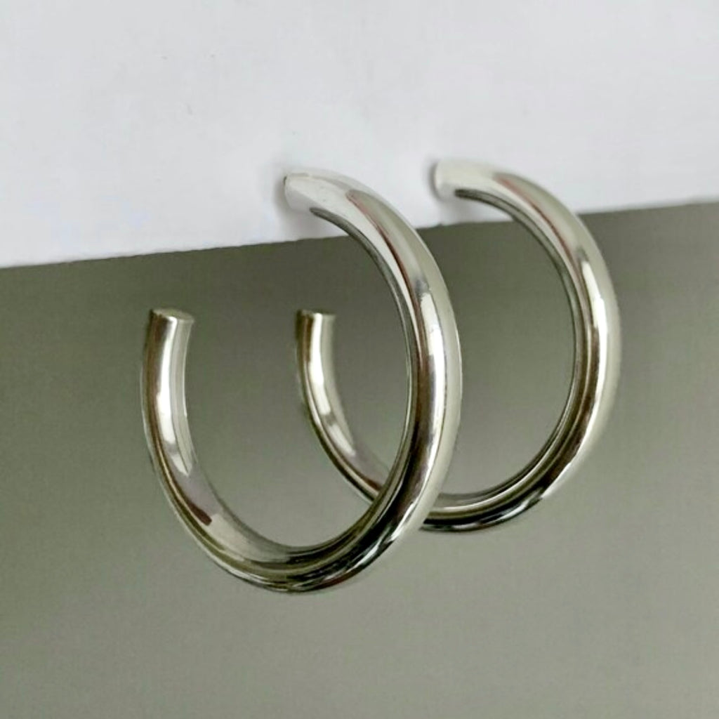 Sterling silver 5x40mm tubular post hoops