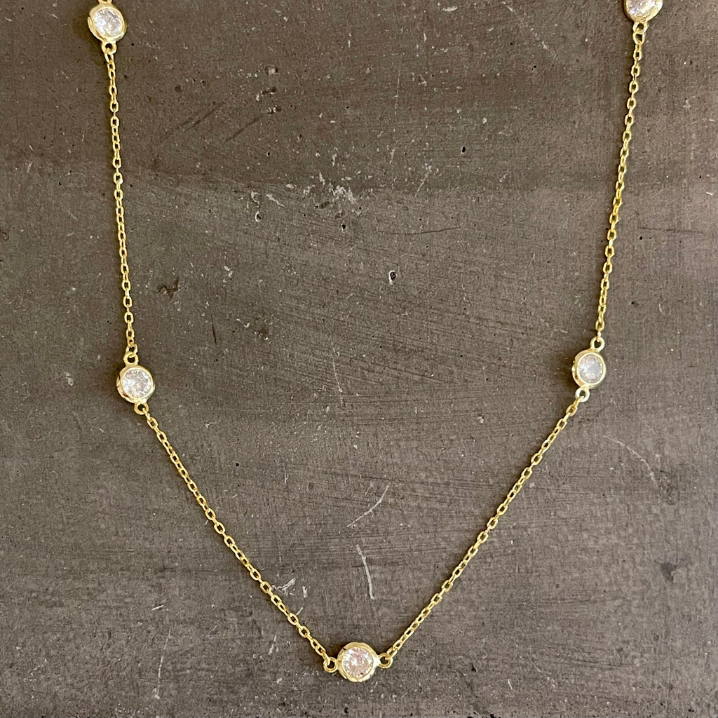Rhodium Plated Sterling Silver or Sterling Vermeil CZ By the Yard Necklace