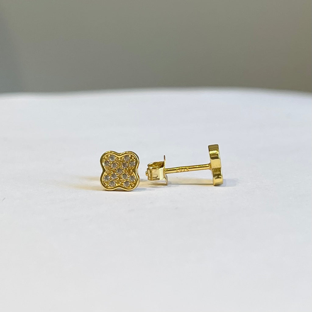 The Grace Stud Sterling Silver and Sterling Vermeil CZ Clover