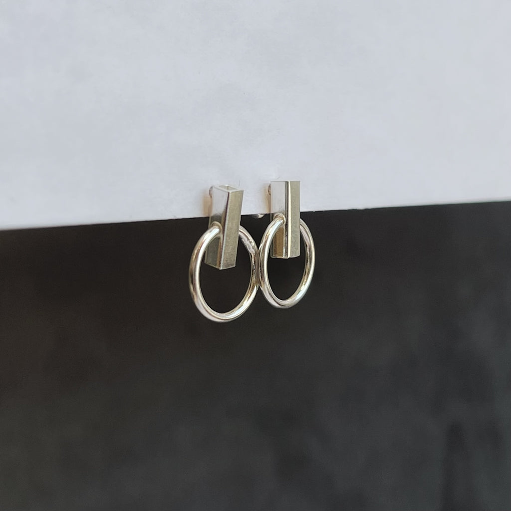 Sterling Vermeil Bar/Circle Post Earrings