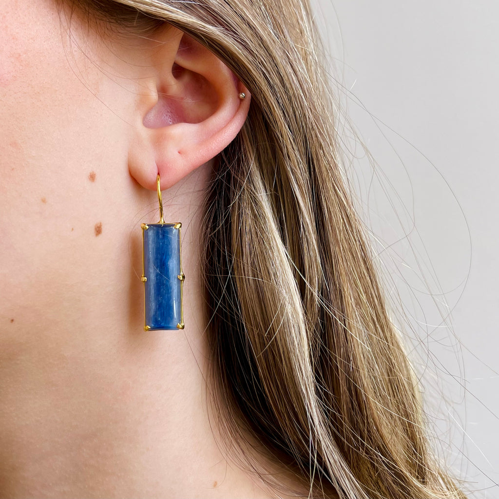 Sterling vermeil kyanite bar earrings