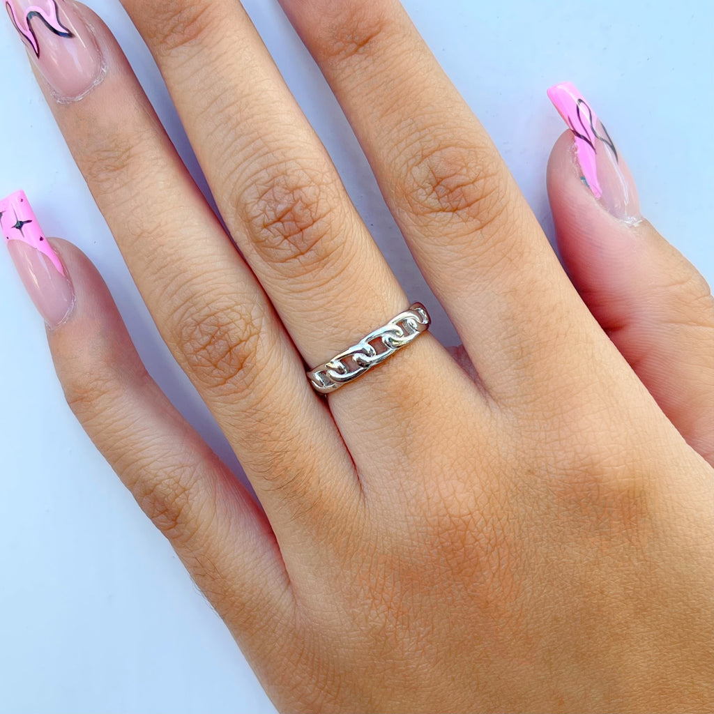 Sterling Silver Oval Chain Link Ring