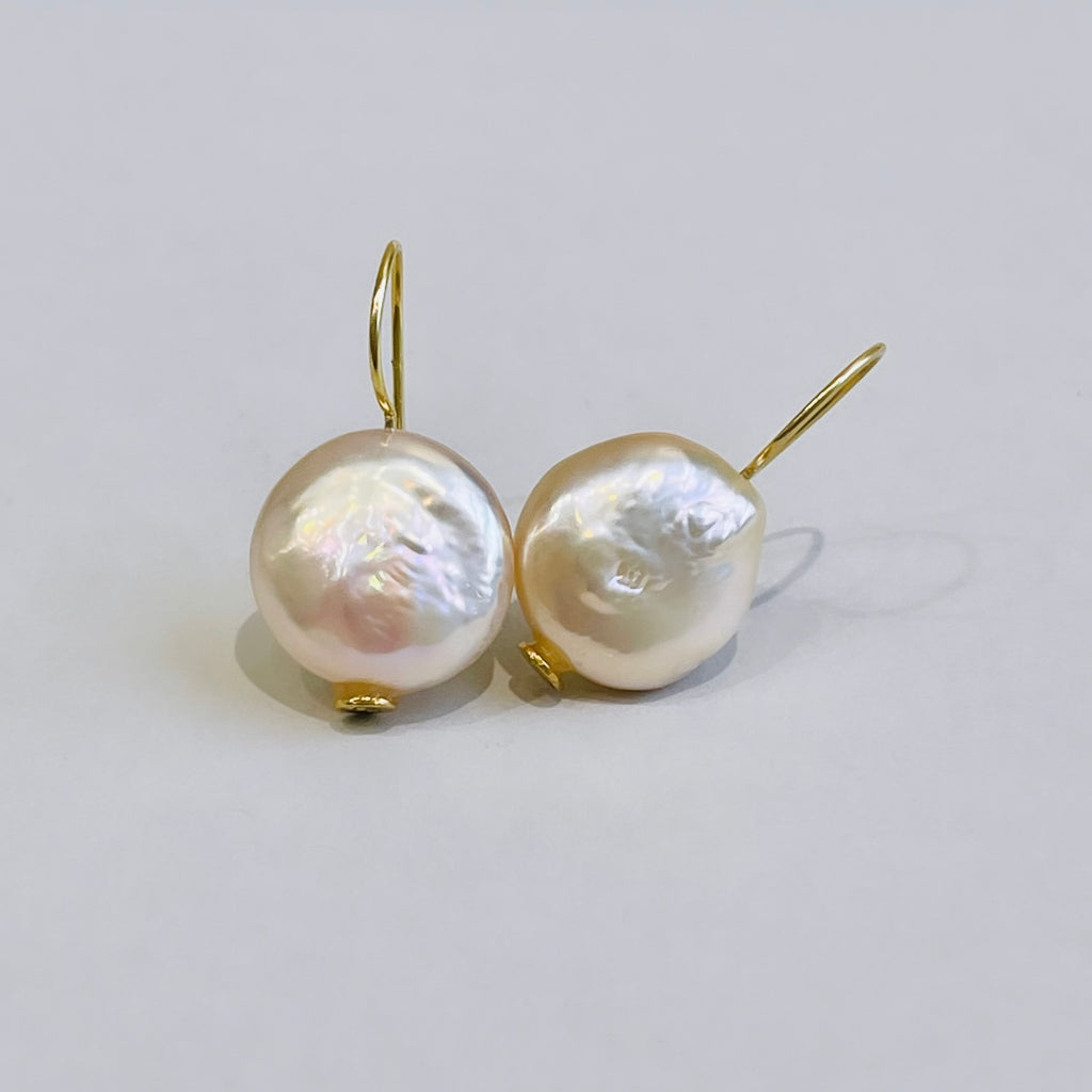 Sterling vermeil coin pearl earrings