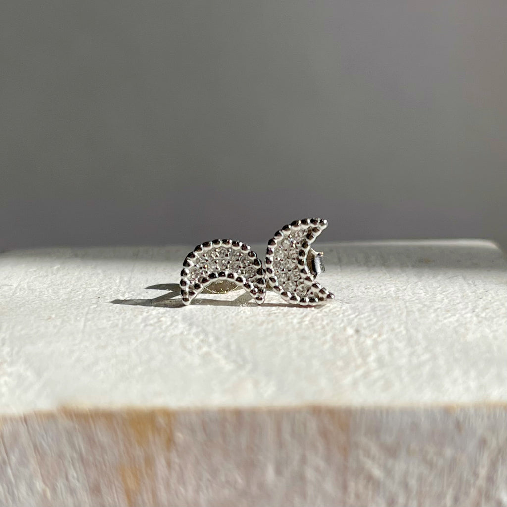 Sterling Silver and Sterling Vermeil Cubic Zirconia Moon Studs
