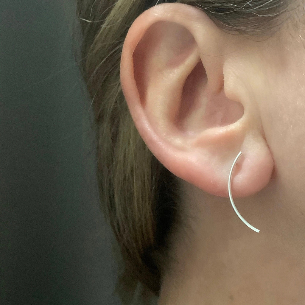 Sterling Silver Curved Bar Studs